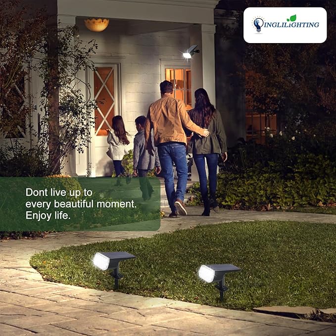 DINGLILIGHTING Solar Lights Outdoor Waterproof: IP65 Led Spot Light Decorations for Garden - 3 Lighting Modes Solar Powered for Yard - Dust to Dawn Uplighting Landscape Pathway Drive Patios 6PC White