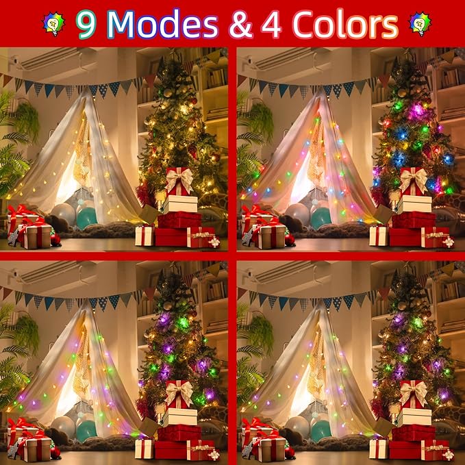 120 LED String Lights 40ft, 9 Lighting Modes Plug in Fairy String Lights for Bedroom Classroom Patio Garden Wedding Party Christmas Outdoor Indoor Decorations (Warm White to Multicolor)
