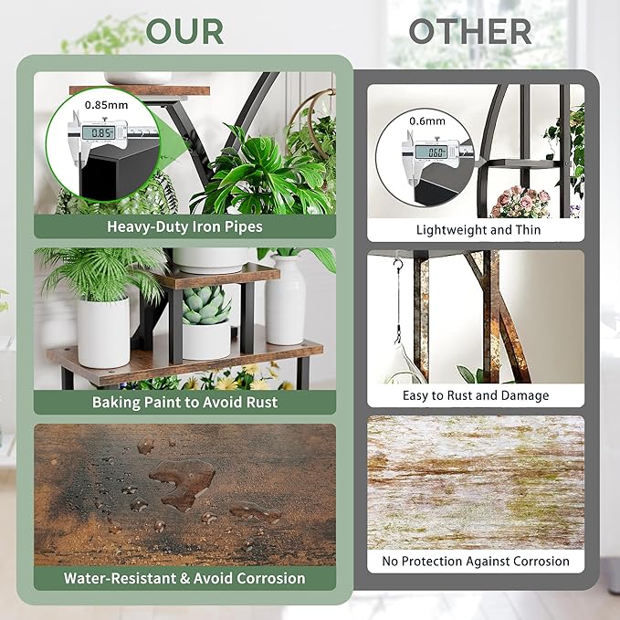 64.8" Tall Plant Stand Indoor with Grow Lights, 7 Tiered Metal Corner Plant Shelf Display Rack for Indoor Plants, Large Flower Holder Stand for Living room, Patio, Bedroom