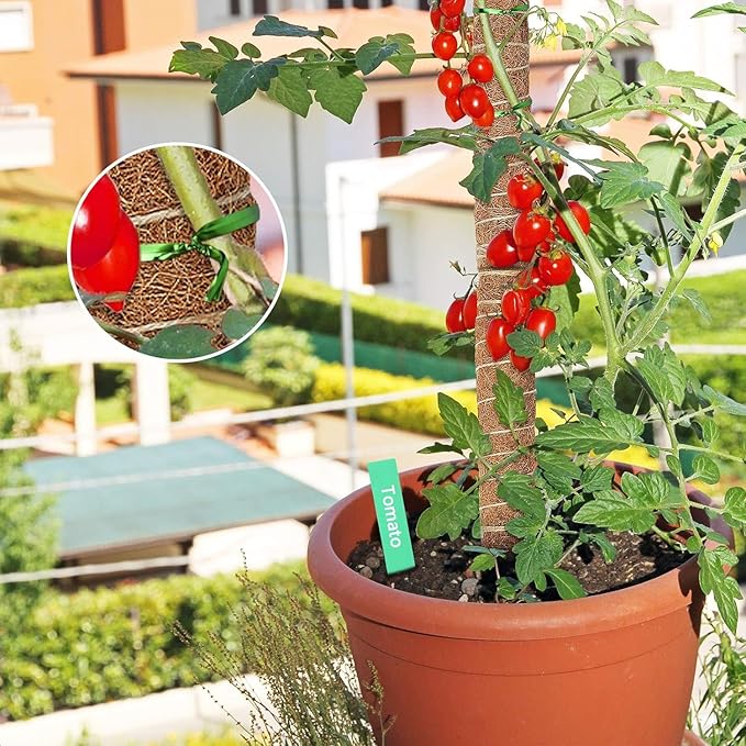 EAONE Moss Pole 126 Inch, 6 Pack 21" Monstera Plant Support for Climbing Potted Live Plants Indoor, Stackable Coco Coir Moss Sticks Monstera Stakes for Pothos Philodendron, with Garden Labels & Ties