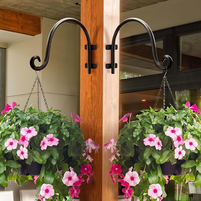 AJART Hanging Plant Hanger Outdoor: Bird Feeder Hangers for Outside - 8 inch Plant Hooks for Hanging Flower Baskets 4 Pieces