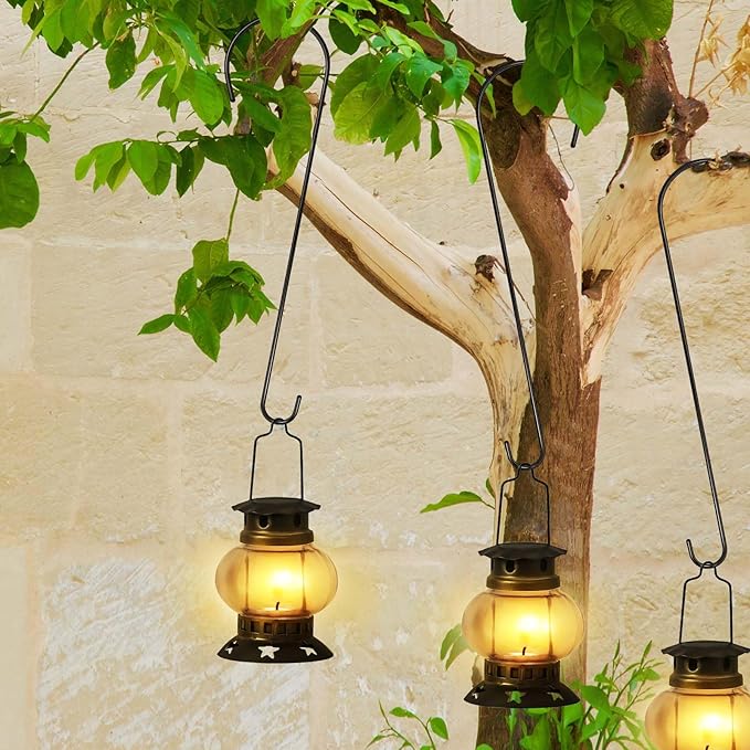 8 Pack 24 Inch Large Tree Branch Hooks Long S Hooks for Hanging Plants, Bird Feeder Hook for Tree, Metal Garden Hooks for Hanging Baskets, Plants, Lanterns Outdoor and Indoor Uses (Black)
