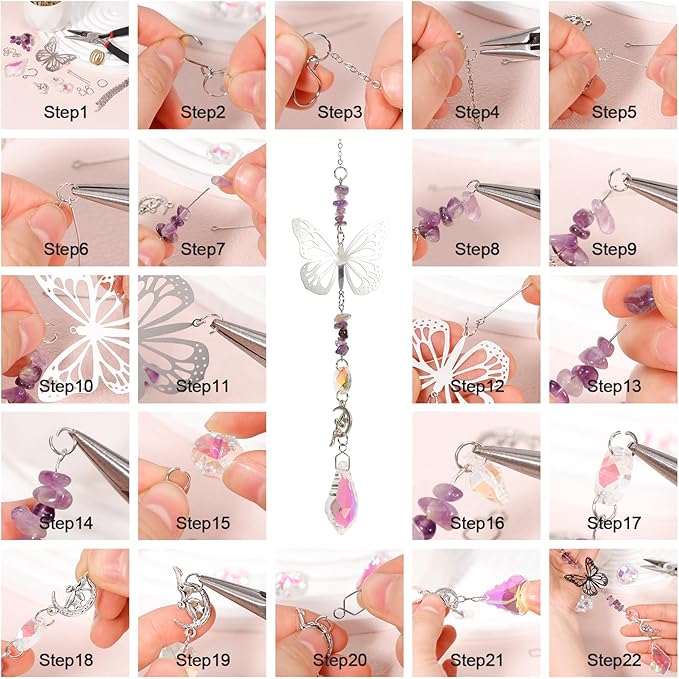 10 Set DIY Suncatcher Making Kits,Crystal Suncatcher Prism Hanging Kit with Hooks/Chain Rainbow Maker,Make Your Own Decorative Hanging Suncatcher for Adults Wedding Windows Home Garden