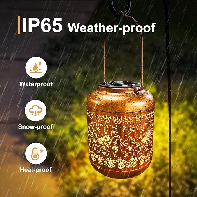 4Pack Dragonfly Solar Lanterns Outdoor Hanging Waterproof Dragonfly Garden Decor Christmas Gifts for Women Mom Grandma Metal Solar Lights Decoration Outside for Yard, Patio,Pathway Landscape