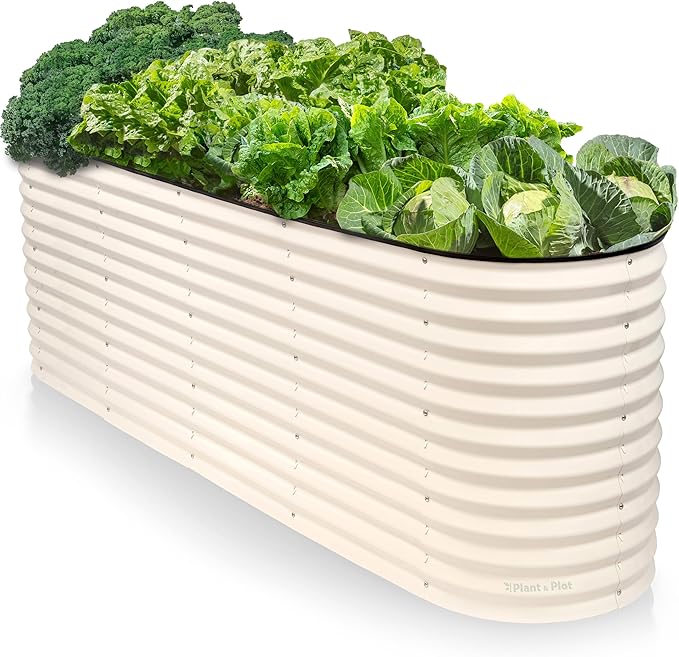 9-in-1 Galvanized Raised Garden Beds Outdoor // 8×2×2.5 ft Modular Planter for Gardening, Vegetables, Flowers // 32" Extra Tall Metal Raised Garden Bed (White) // Patented Design Planter Box
