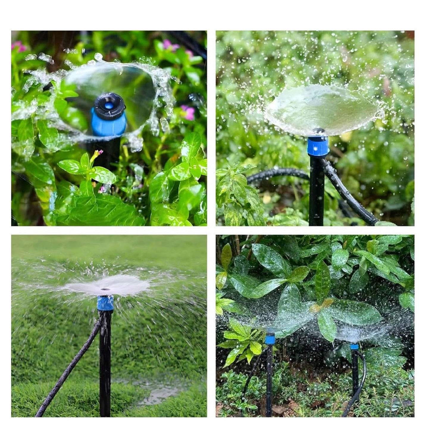 50 Pack Drip Irrigation Emitters Adjustable Irrigation Dripper 360 Degree Full Circle Pattern Water Flow Bubbler with Stake for 1/4 inch Irrigation Hose for Garden Greenhouse