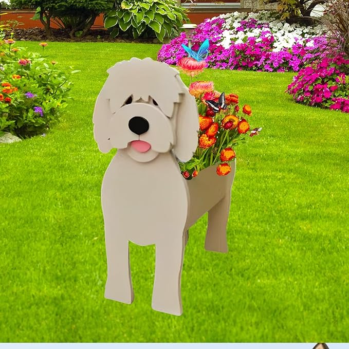 Golden Doodle Dog Planter Plant Pots,Cute Garden Dog Flower Planter,Dog Planters Birthday Gifts for Women,Office,Indoor/Outdoor Decor(9.45 * 7.17 * 13.82in)
