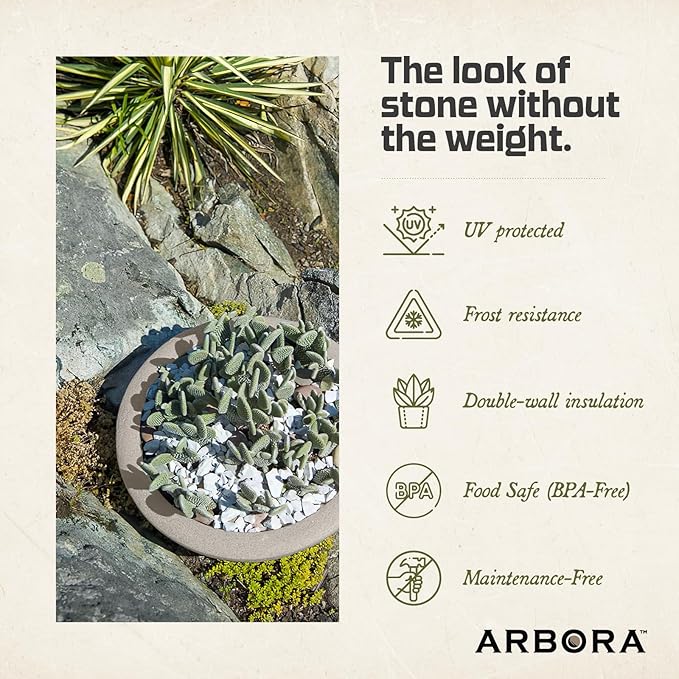 ARBORA 21" and 26” Santorini Bowls with Classic Cream Finish - Polyresin Indoor and Outdoor Planters, Durable, Weatherproof, Lightweight, Large Plant Pots for Patio, Garden, Deck