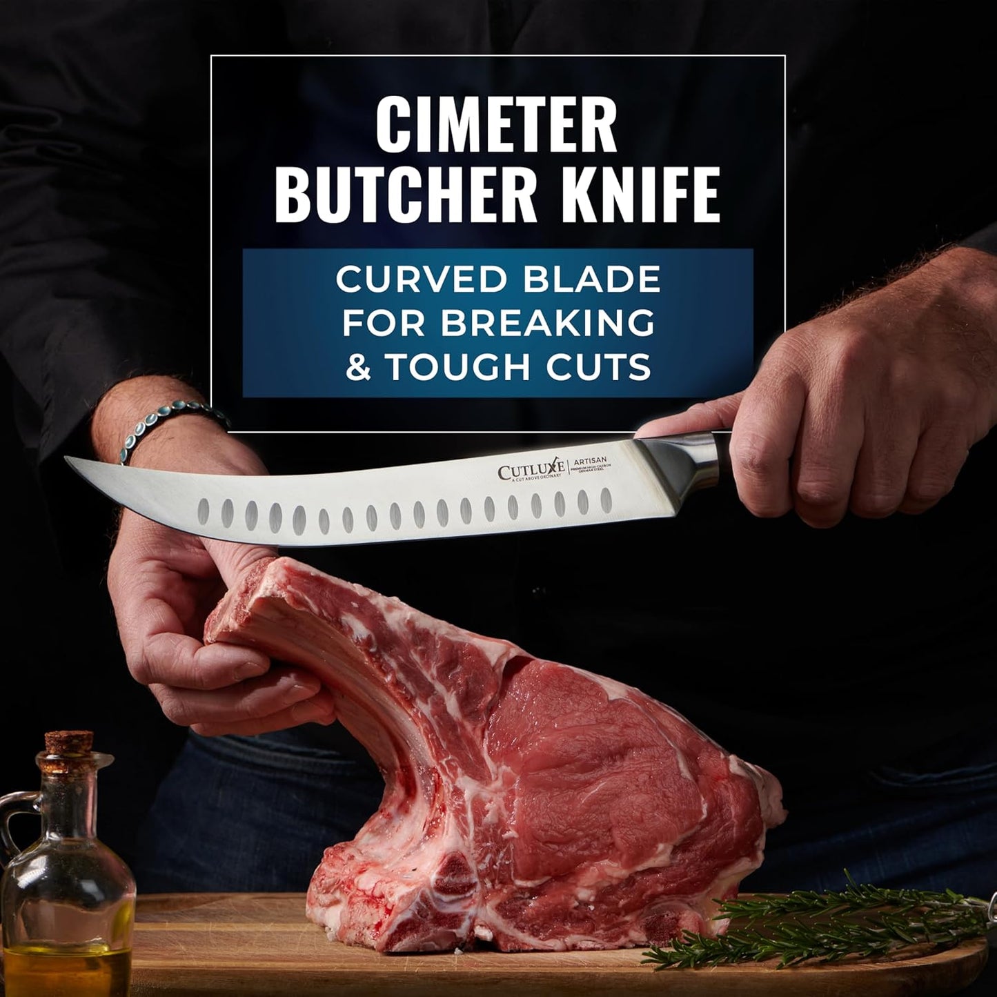 Cutluxe Butcher Knife Set – BBQ Brisket, Breaking & Boning Knife – Slicing Carving Knife Set for Meat Cutting, Ultra Sharp German Steel, Full Tang, Ergonomic Handles – Artisan Series