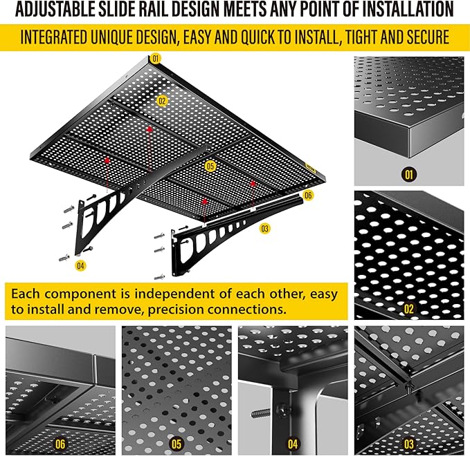 2-Pack 2x3ft Adjustable Garage Wall Shelving 560lbs Load Capacity Heavy Duty Wall Mounted Storage Shelf Metal Floating Shelves for Garage(Black)