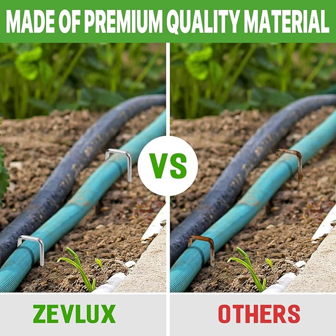 5 Inch 50pack Landscape Staples Galvanized Garden Stakes,12 Gauge Heavy Duty Garden Pins for Fences, Lawns, Weed Barriers and Landscape Fabrics, Irrigation Hose,Yard Lawn, Landscape Fabric.