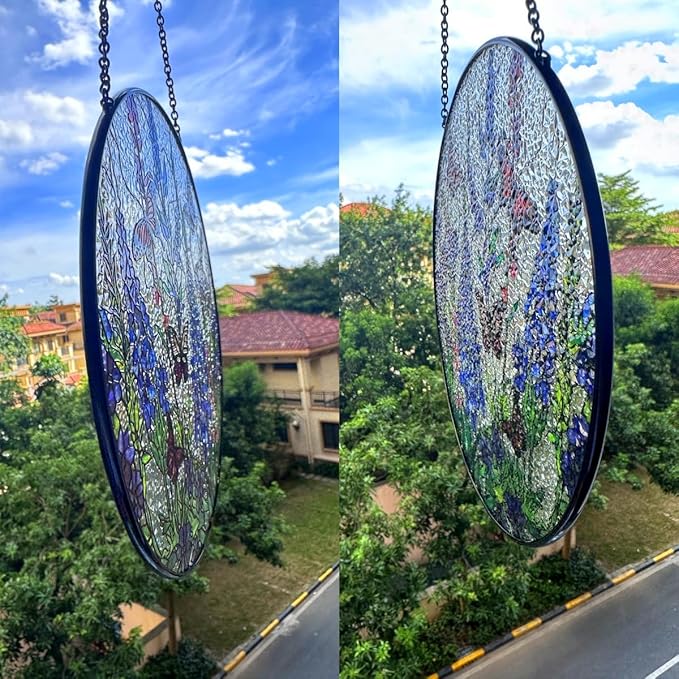 7.8'' Lavender Monarch Butterfly Suncatcher Stained Glass - Monarch Lavender Originally Designed Butterfly Suncatchers for Sun Catchers Indoor Window | Beautiful Gifts for Butterfly Lovers