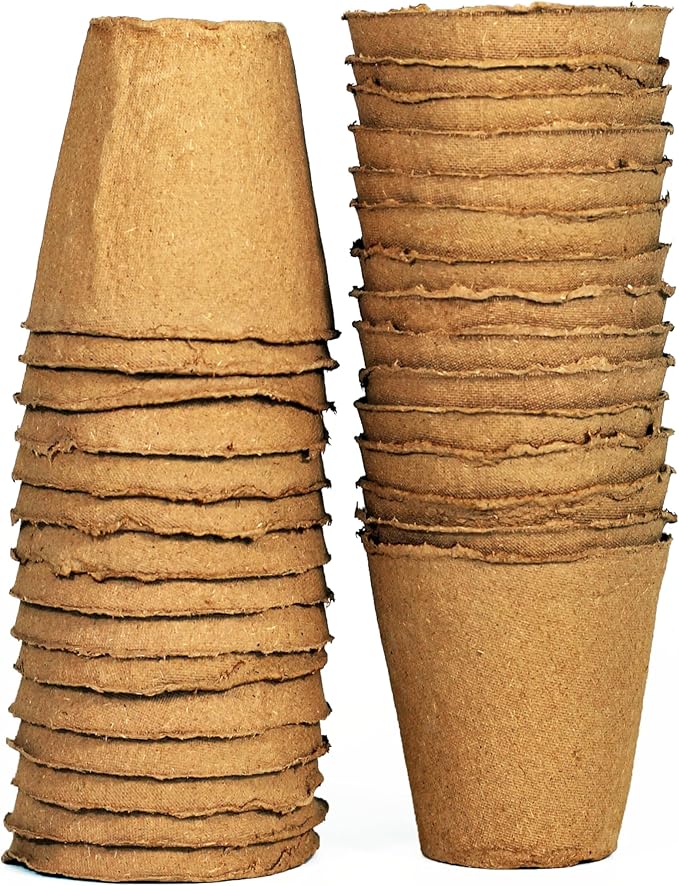 Daniel's Plants 4" Naked Pots | Large Natural Plantable Seed Starter Pots | OMRI-Listed Biodegradable Pots for Seedlings | Enhanced Aeration | Earth Friendly - Peat Free | 30 Pack 4 Inch Round