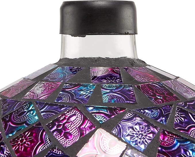 Alpine Corporation 10" Diameter Indoor/Outdoor Glass Mosaic Gazing Globe Yard Decoration, Purple Embossed Tile