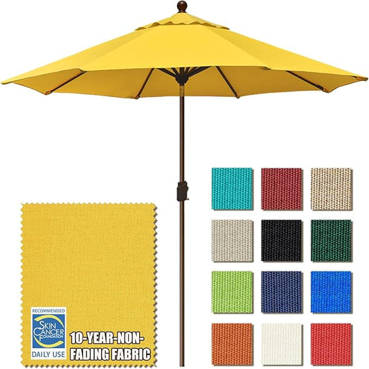 EliteShade USA 10-Year-Non-Fading 9Ft Market Umbrella Patio Umbrella Outdoor Table Umbrella with Ventilation, Sunflower Yellow
