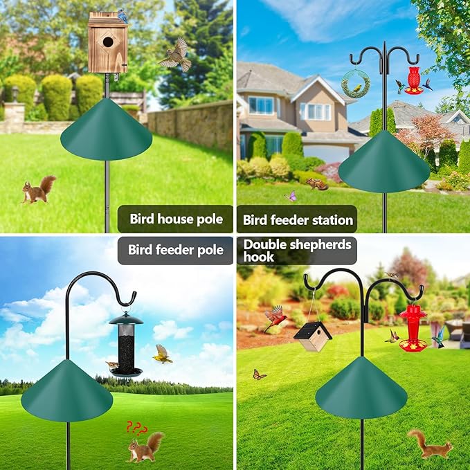 Gtongoko 19 Inch Squirrel Baffle for Bird Feeder Pole Squirrel Guards for Shepherds Hook Stopper for Bird Feeders Green 1 Pack