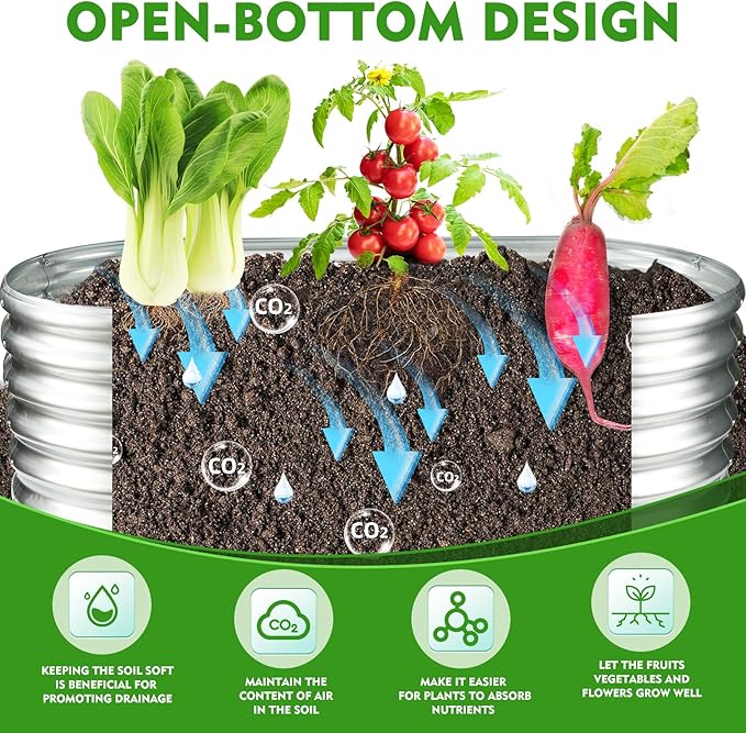 17" Tall Outdoor Garden Raised Garden Bed Kits, 5ft X 2ft Oval,0.8MM Thick Metal Raised Planter Bed/Ground Planter Box for Variety of Flowers,Herbs,Vegetables (Silver, 60X24X16.5 Inches)