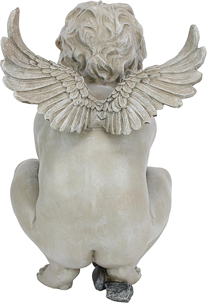 Design Toscano EU4360 Life's Mysteries Cherub Garden Statue, 15 Inch, Antique Stone