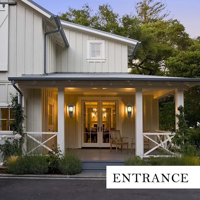 Darkaway Outdoor Wall Light Fixture,Outside Porch Lights Wall Mounted Seeded Glass Exterior Waterproof Lantern Modern E26 Socket Wall Sconce Lighting for Front Door Yard Patio