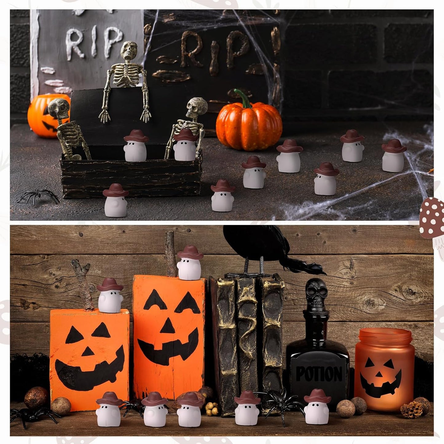 50 Pcs Halloween Mini Cowboy Figurines Resin Tiny Miniature Cowboy Figures for Halloween Party Outdoor Home Garden Decoration