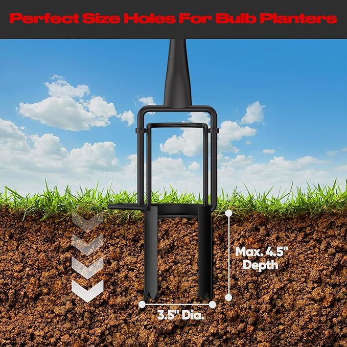 FLORA GUARD Long Handle Bulb Planter Tool, Standing Gardening Bulb Transplanter, Turf Remover Lawn Inserter - for Digging Holes