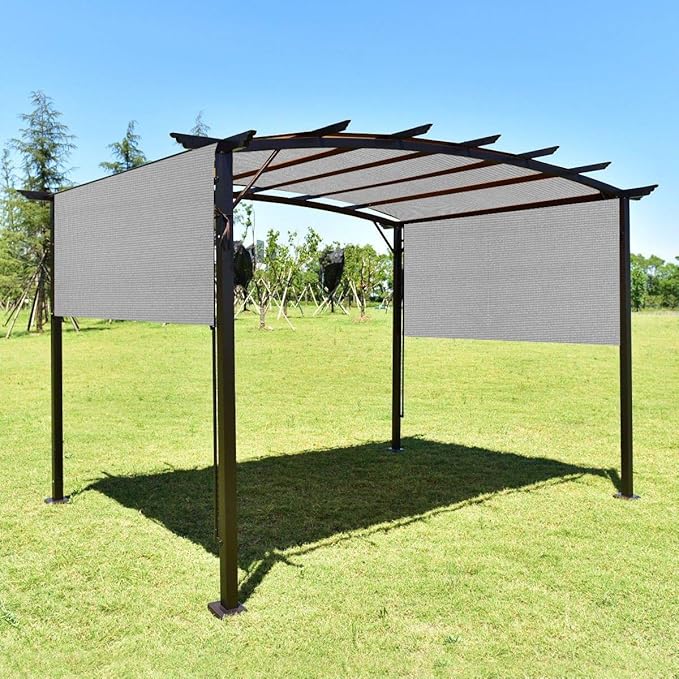 Eden's Decor Straight Flat-Edged Sun Shade Sail Rectangular 5' x 17' Grey UV-Blocking Outdoor Canopy Fabric Cloth Awning for Pergola Patio Garden Backyard Custom Size