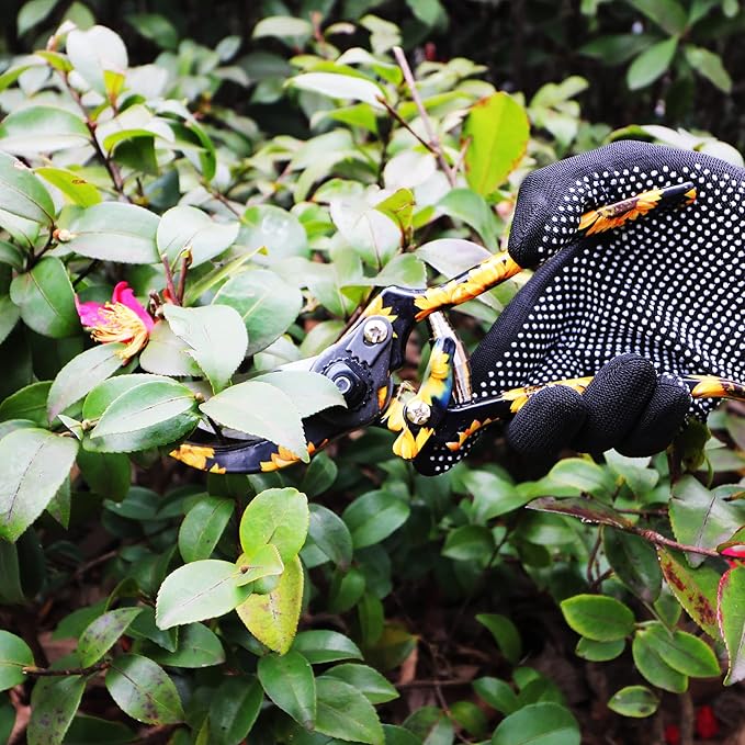 GARTOL Garden Tool Set - 3 Piece Thickly Cast Aluminum Gardening Tools Kit with Flower Paint, Heavy Duty Hand Garden Tools with Box Include Trowel, Rake, Pruner Shear, Gift for Gardener (Sunflower)