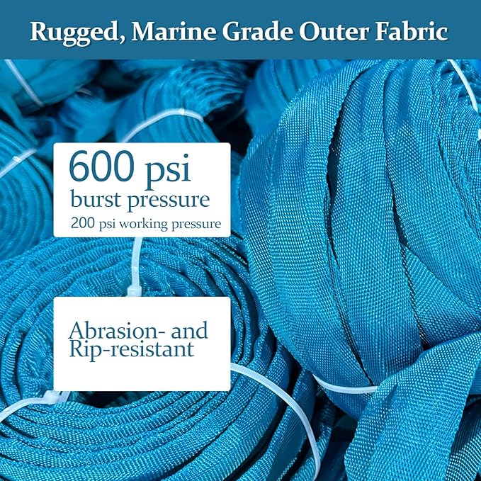 Garden Hose 25ft, Made of TPE(Not PVC), Ultra-Light & Flexible Water Hose with Solid Brass Fittings, Non-Shrinking, Easy to Storage, Drinking Water Safe Material, All-weather, SeaBlue