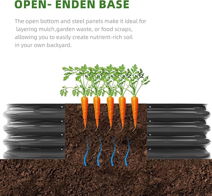 DaisyVibe Raised Garden Bed Kit, Planter Raised Garden Boxes Outdoor, Oval Large Metal Raised Garden Beds for Vegetables Flowers (Grey, 8ftx2ftx1ft)