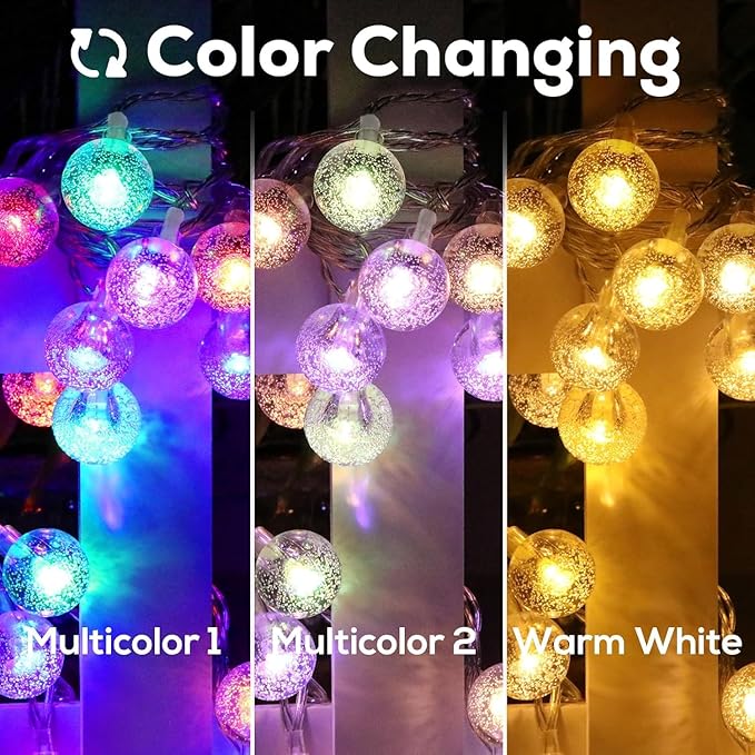 56FT Solar String Lights, 100LED Outdoor Solar Lights with Remote, Color Changing Globe Patio Light, 13 Light Modes, Timing & IP65 Waterproof, Christmas Decoration for Garden Yard