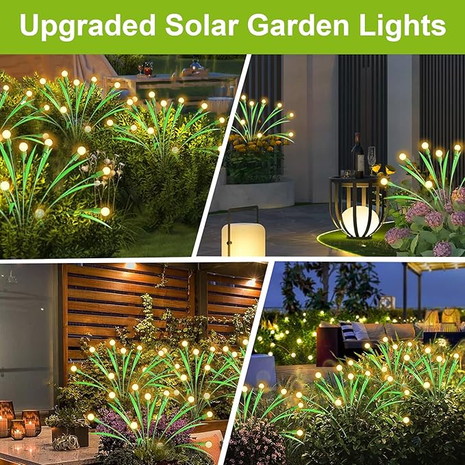 Aogist Solar Garden Lights Outdoor Waterproof,2 Packs 20 LED,Sway by Wind, Yard Patio Pathway Decoration, High Flexibility Iron Wire & Heavy Bulb Base,Warm White