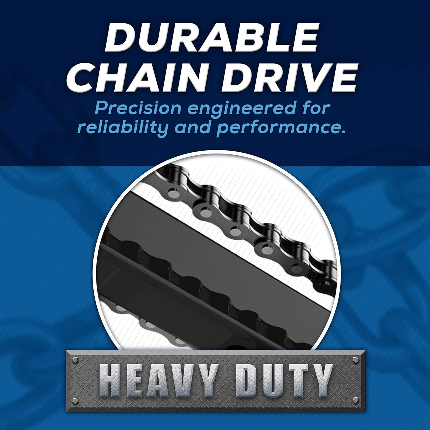 Everlift BU250 Sectional Garage Door Opener with Battery Backup, Heavy-Duty Chain Drive for Single or Double Doors, Wall Mount, and Remote Garage Opener, Quick and Easy Installation, White