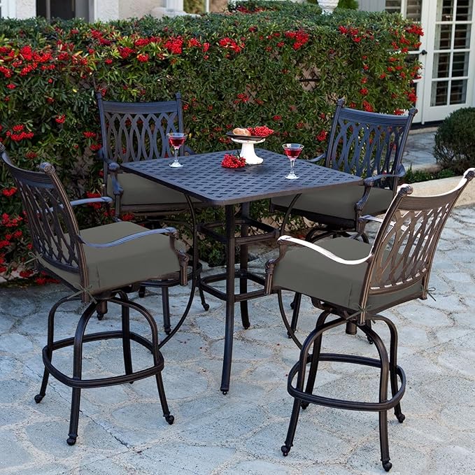 Favoyard Outdoor Chair Cushion 19 x 19 x 3 Inch Rainproof & 3-Year Fade Resistant Patio Furniture Cushions with Removable Cover and Adjustable Ties for Garden Sofa Couch Pads Set of 2, Dark Gray