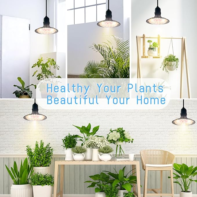Grow Light Bulbs Indoor Plants Lights Adjustable Cord,Timer, Full Spectrum Plant Growing Lamp for Seedling,Greenhouse,Seedlings (1 Light (14.7ft))