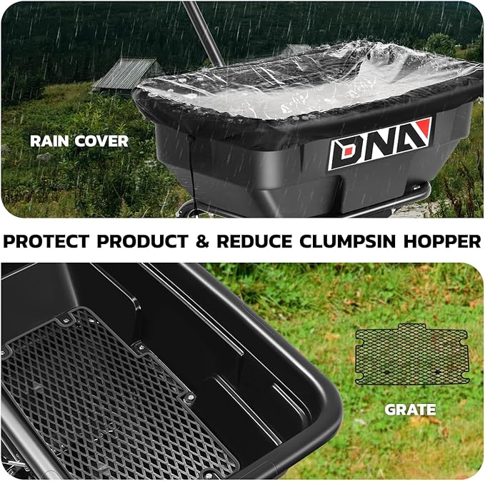 DNA MOTORING Walk Behind Push Broadcast Spreader,125 LB / 60L Capacity, Multi Use Tool for Fertilizer, Grass Seed, Salt, Ice Melt, Lawn and Garden Seeder, with Wheels, TOOLS-00611