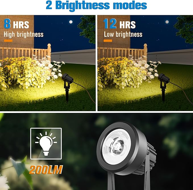 APONUO Solar Spot Lights Outdoor 6-in-1 Landscape Lighting Dusk to Dawn Solar Uplights IP65 Waterproof 9.8ft Cable Outdoor Spot Lights for Yard Pathway Garden Tree Decoration (Warm White)