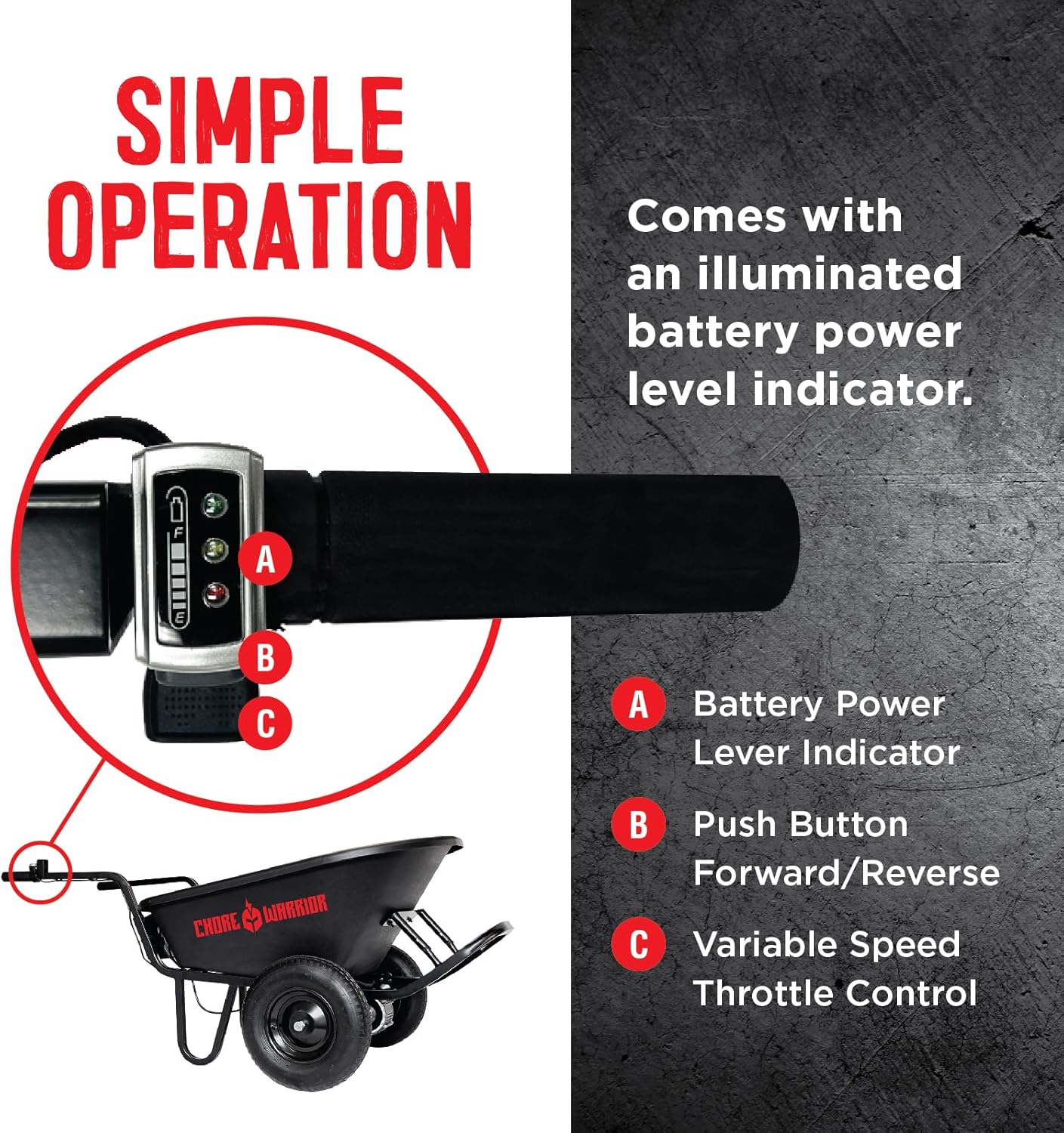 Electric Powered Wheelbarrow 350 LBS Capacity and 6 Cu FT Poly Tray 8 Hour Battery Life