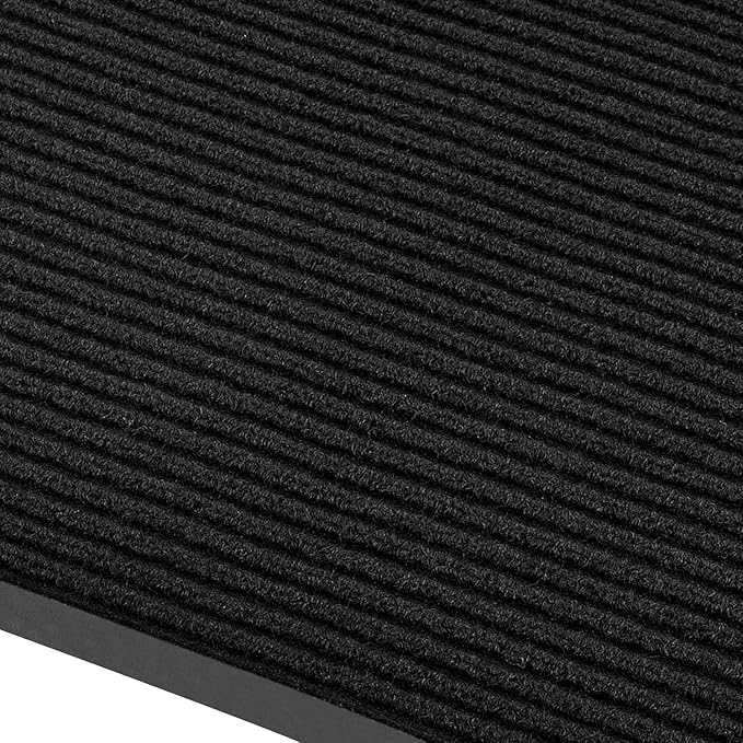fani Heavy Duty Large Outdoor Indoor Entrance Black Doormat Waterproof Low Profile Entrance Rug Front Door Mat Patio Anti-Skid Rubber Back, 23x72 inch (Jet Black)