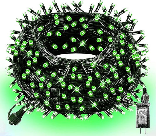 DAZZLE BRIGHT Christmas 300 LED String Lights, 100FT Connectable String Lights with 8 Lighting Modes, Xmas Vintage Decorations for Indoor Outdoor Party Supplies Yard Garden Decor (Green)
