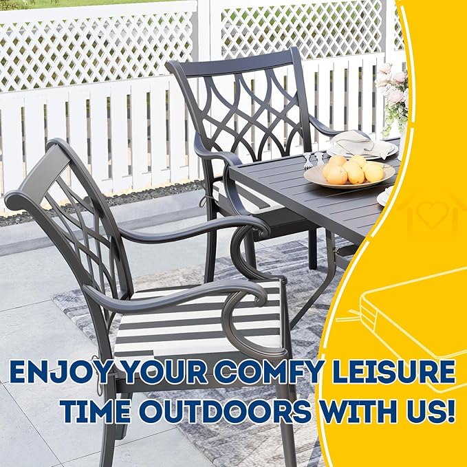 AAAAAcessories Outdoor Seat Cushions for Chairs, Waterproof, Fade-Resistant Patio Furniture Replacement Cushions, 18.5" x 16" x 3", Set of 4, Gray Cabana Stripe