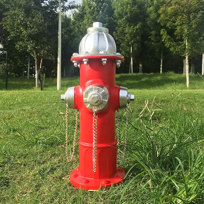 Fake Fire Hydrant for Dogs to Peed on, Dog Fire Hydrant Pee Post, 14.5" Backyard Decor Outdoor Statues Firefighter Gifts for Men (14.5")