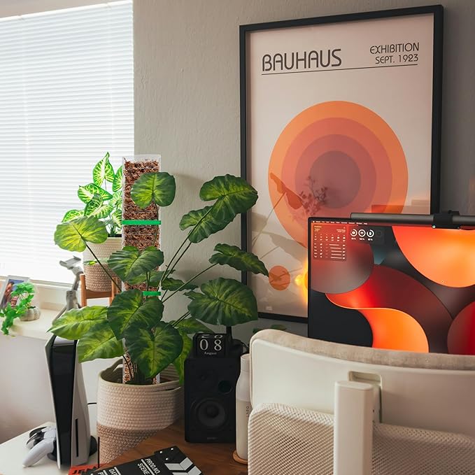 EOX 4 Pcs 24 Inch Plastic Moss Pole for Monstera, Large D Shaped Poles for Climbing Plants Work with Sphagnum Moss, 90 Inch Plant Stake Set of 4, Garden Ties