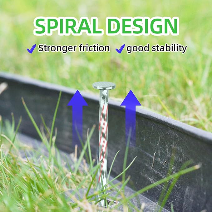 200 Pack Landscape Stakes with Gasket Caps - 6.3 Inch Heavy-Duty Galvanized Steel Garden Spikes are Used to Fixing Weed Barrier, Artificial Lawn, Patio Rug, Etc