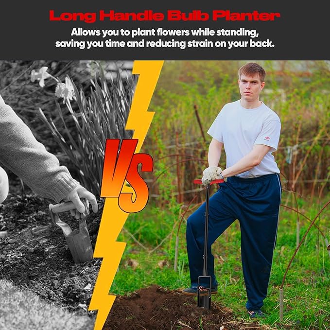 FLORA GUARD Long Handle Bulb Planter Tool, Standing Gardening Bulb Transplanter, Turf Remover Lawn Inserter - for Digging Holes