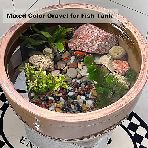 15LB Succulents Rocks for Plants Cactus Gravel Pebbles for Fish Tank 1/2 Inch Natural River Rocks for Vase, Aquarium, Landscaping,Bonsai,Terrarium Pebbles, Mixed Color