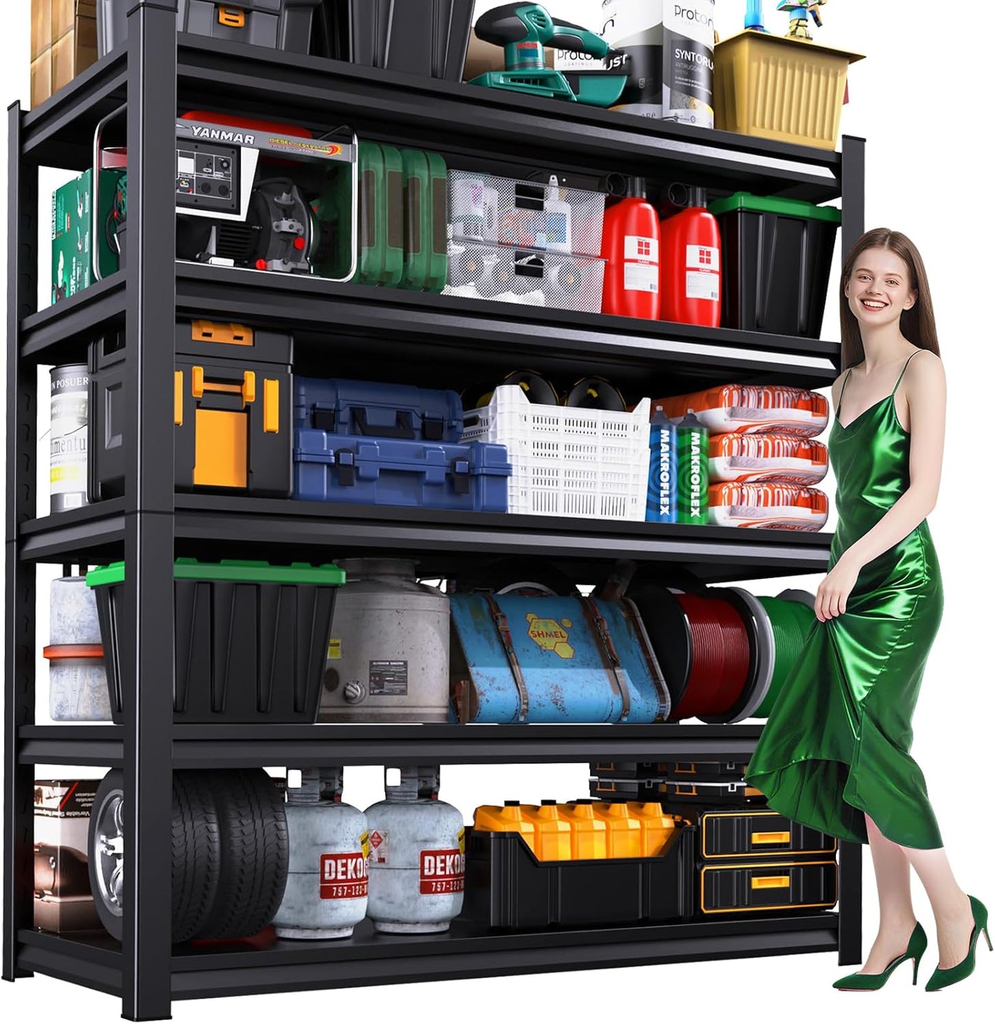 72''H*59''W Storage Shelves,5 Tier Garage Shelving 3500LBS Heavy Duty,Metal Shelves Adjustable Industrial Shelving Units,Rustproof Shelf Rack for Garage, 72''H*59''W*19.7''D