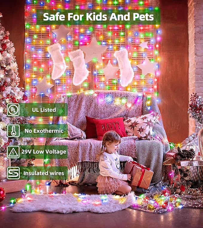 1500 LED Chrstmas String Lights, 492FT Super Long Christmas Lights with 8 Modes, Christmas Tree Lights with Timer Memory for Indoor Outdoor Tree Fence Garden Xmas Wedding Party Decor Multicolor