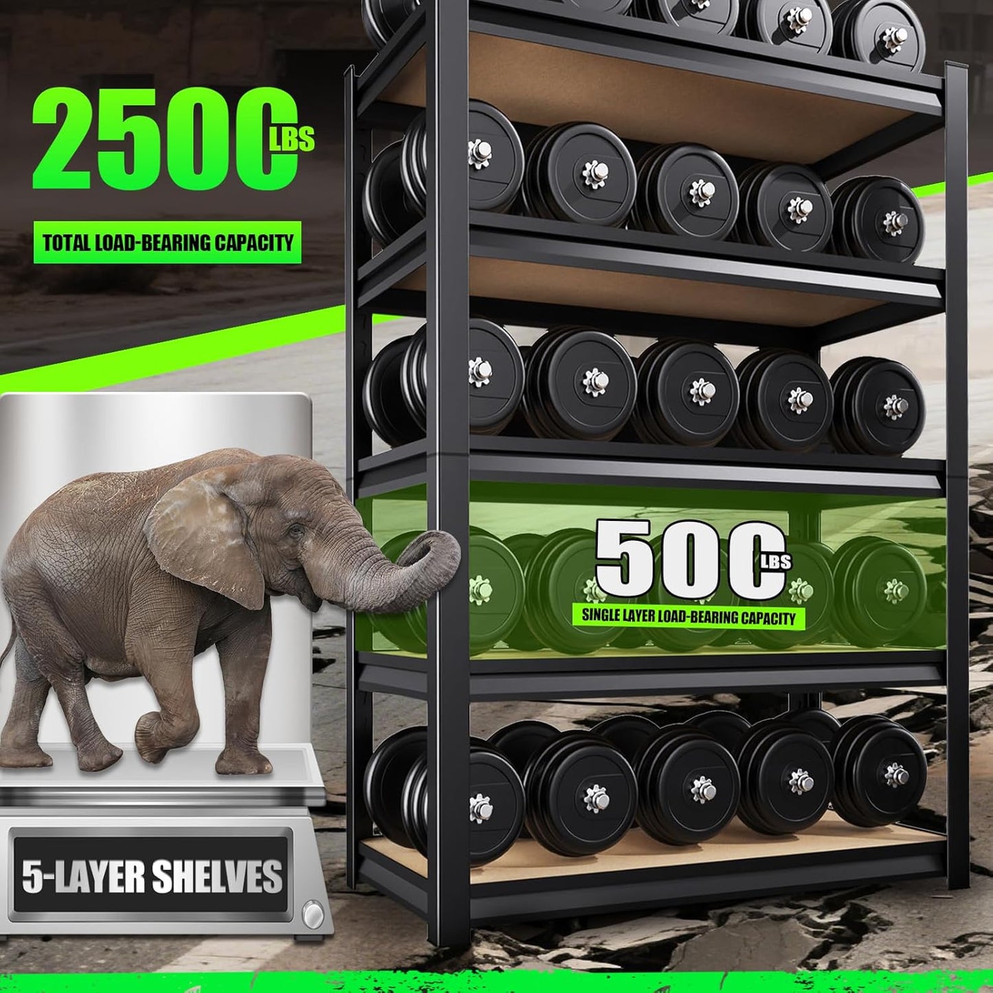 72”H Garage Shelving 5 Tier Storage Shelves Adjustable Garage Storage Shelves Wood Shelf 2000LBS Heavy Duty Industrial Shelving Unit Utility Shelf Wood Storage Rack ,35.4''W×15.7''D×72''H,2 Pack