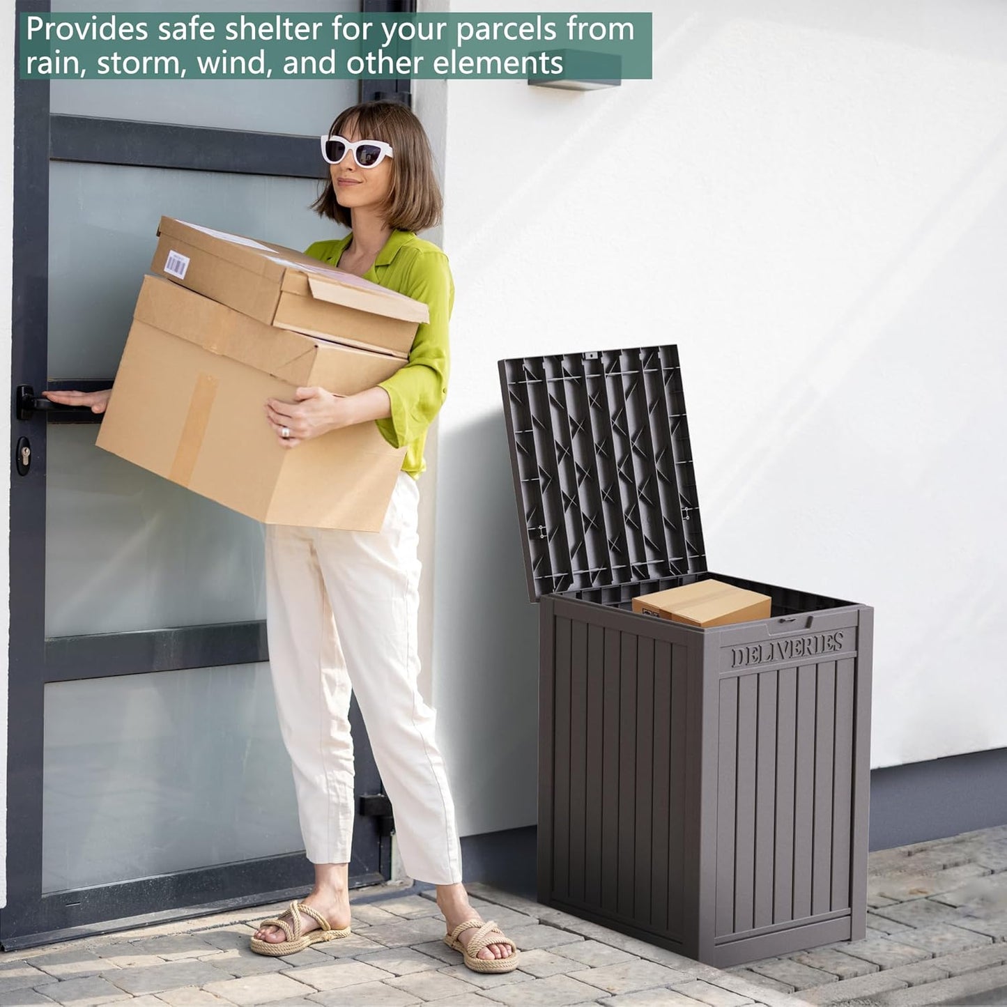 55 Gallon Outdoor Storage Box Waterproof Lockable Resin Deck Box Large, Patio Storage Bin for Pool Accessories Cushion Furniture, Garden Tools, UV-Resistant Outside Delivery Grey