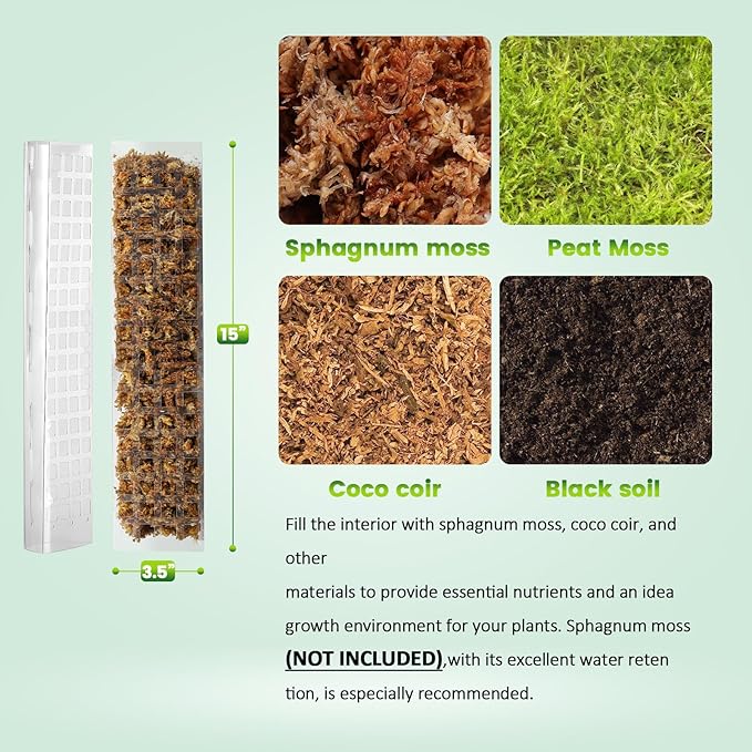 15 Inch 6 Pcs Plastic Moss Pole for Plants Monstera, 6×15'' Plant Poles for Climbing Plants, Plant Support for Indoor Plants Work with Sphagnum Moss